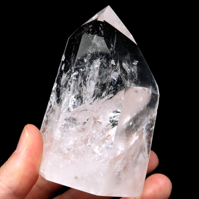 レムリアンシード 水晶 六角柱 ポイント 一部面残し 研磨磨き 187g 1点もの AAA 虹入り レインボー 天然石 証明書付き