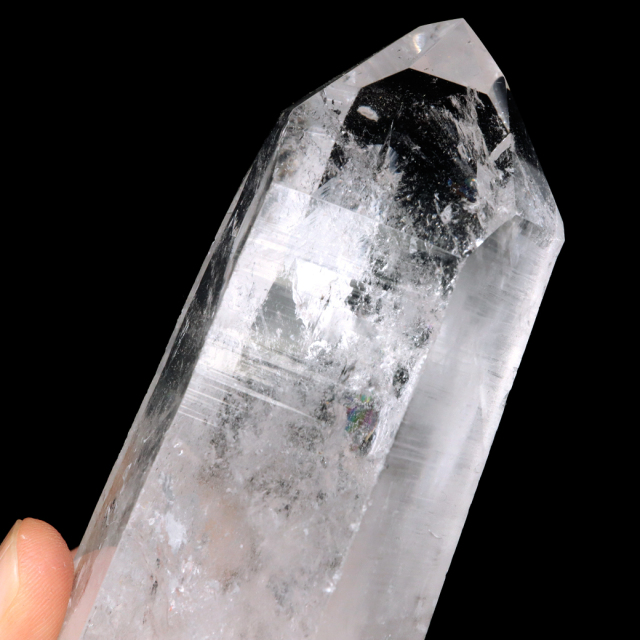 レムリアンシード 水晶 六角柱 ポイント 一部面残し 研磨磨き 187g 1点もの AAA 虹入り レインボー 天然石 証明書付き