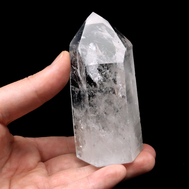 レムリアンシード 水晶 六角柱 ポイント 一部面残し 研磨磨き 187g 1点もの AAA 虹入り レインボー 天然石 証明書付き