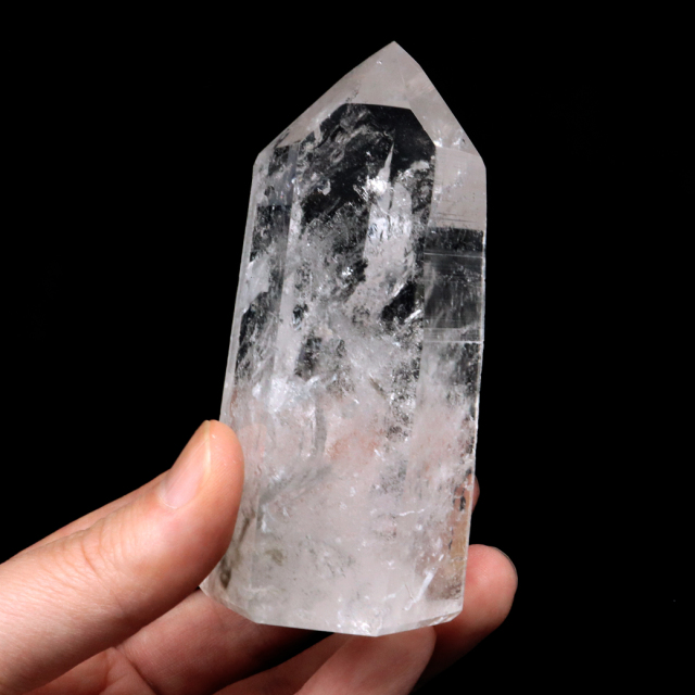 レムリアンシード 水晶 六角柱 ポイント 一部面残し 研磨磨き 187g 1点もの AAA 虹入り レインボー 天然石 証明書付き