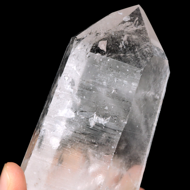 レムリアンシード 水晶 六角柱 ポイント 一部面残し 研磨磨き 187g 1点もの AAA 虹入り レインボー 天然石 証明書付き