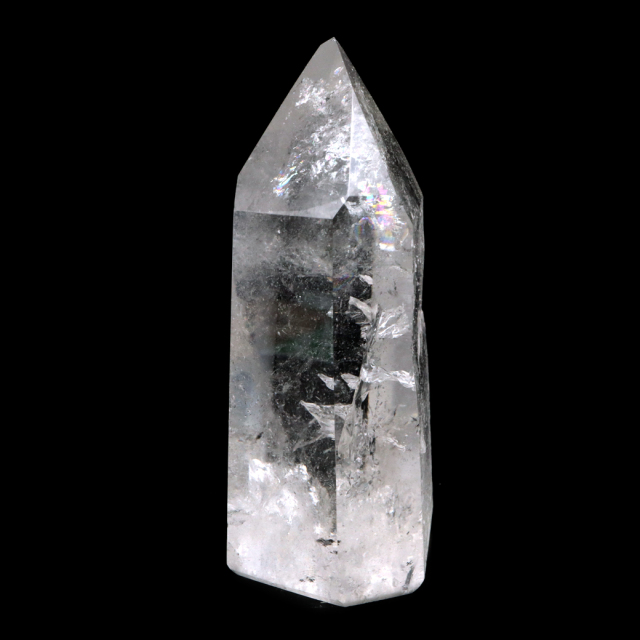レムリアンシード 水晶 六角柱 ポイント 一部面残し 研磨磨き 187g 1点もの AAA 虹入り レインボー 天然石 証明書付き
