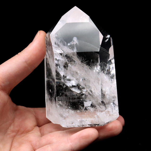 レムリアンシード 水晶 六角柱 ポイント 一部面残し 研磨磨き 187g 1点もの AAA 虹入り レインボー 天然石 証明書付き