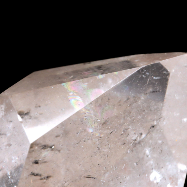 レムリアンシード 水晶 六角柱 ポイント 一部面残し 研磨磨き 187g 1点もの AAA 虹入り レインボー 天然石 証明書付き
