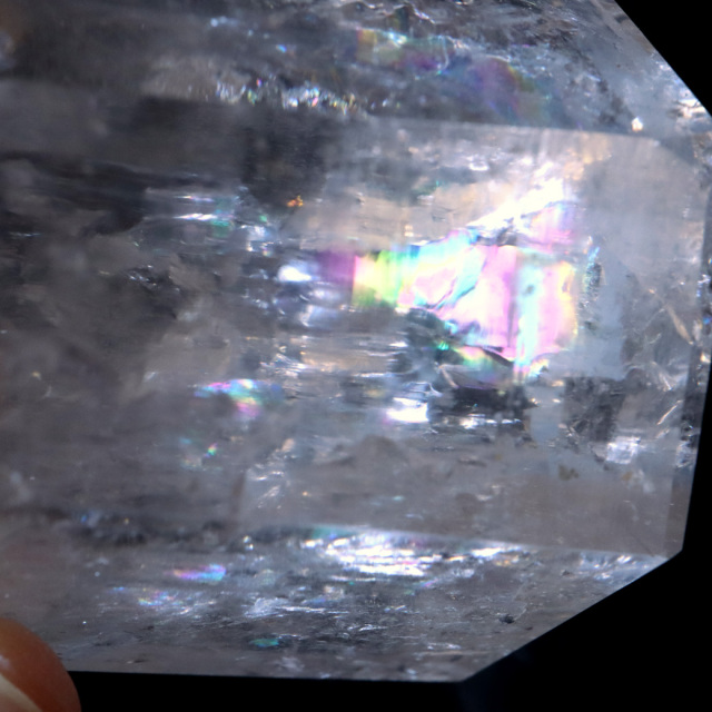 レムリアンシード 水晶 六角柱 ポイント 一部面残し 研磨磨き AAAAA 虹入り レインボー 天然石 ブラジル バイーア州産 証明書付き