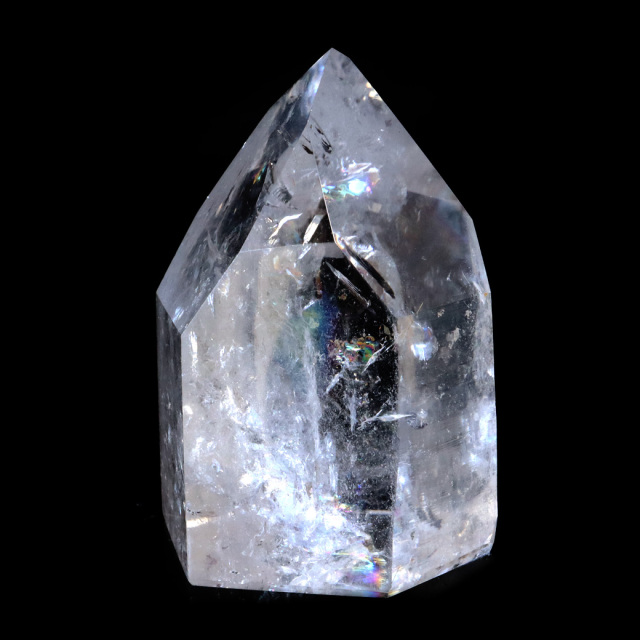 レムリアンシード 水晶 六角柱 ポイント 一部面残し 研磨磨き AAAAA 虹入り レインボー 天然石 ブラジル バイーア州産 証明書付き