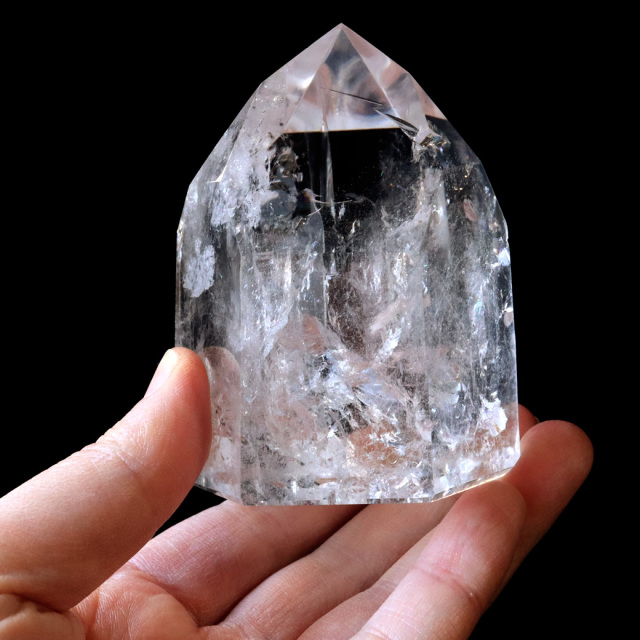 レムリアンシード 水晶 六角柱 ポイント 一部面残し 研磨磨き AAAAA 虹入り レインボー 天然石 ブラジル バイーア州産 証明書付き