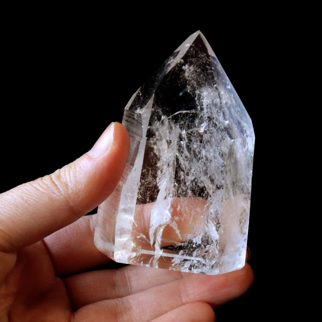 レムリアンシード 水晶 六角柱 ポイント 一部面残し 研磨磨き AAAAA 虹入り レインボー 天然石 ブラジル バイーア州産 証明書付き