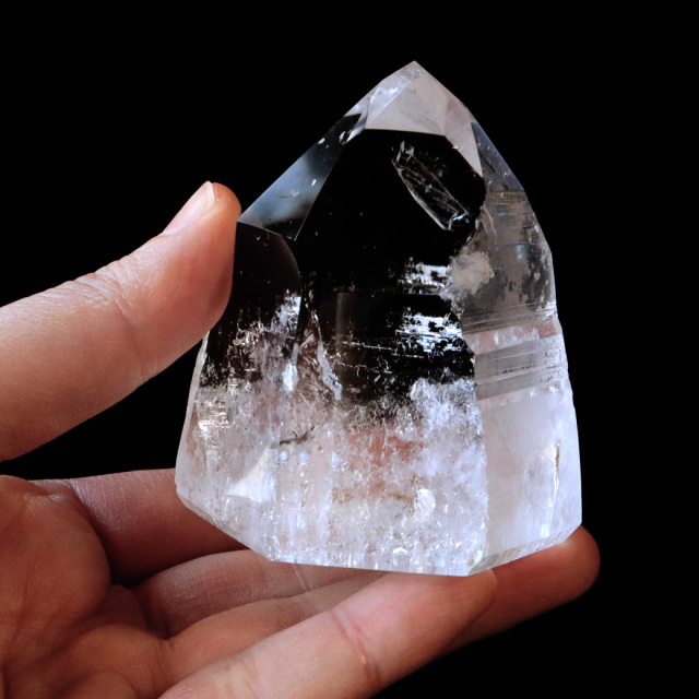 レムリアンシード 水晶 六角柱 ポイント 一部面残し 研磨磨き AAAAA 虹入り レインボー 天然石 ブラジル バイーア州産 証明書付き