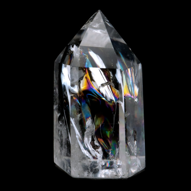 アイリスクォーツ 六角柱 Sサイズ ワイドタイプ 幅広 ポイント 虹入り 水晶 クリスタル レインボー 置き物 浄化