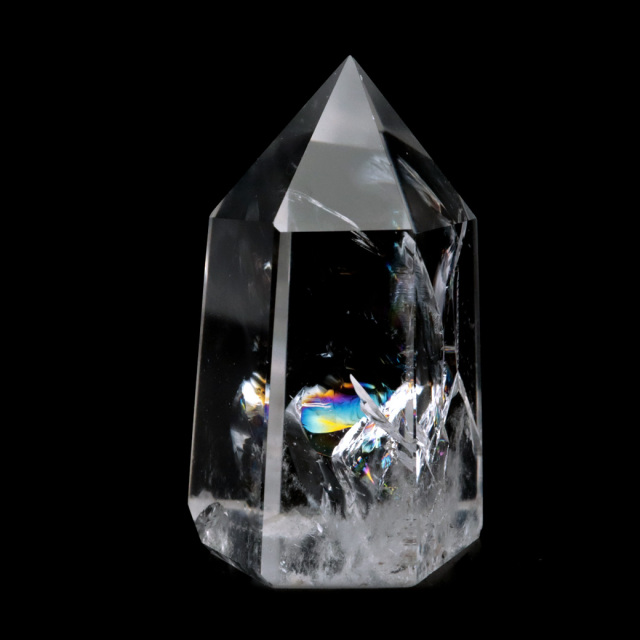 アイリスクォーツ 六角柱 Sサイズ ワイドタイプ 幅広 ポイント 虹入り 水晶 クリスタル レインボー 置き物 浄化