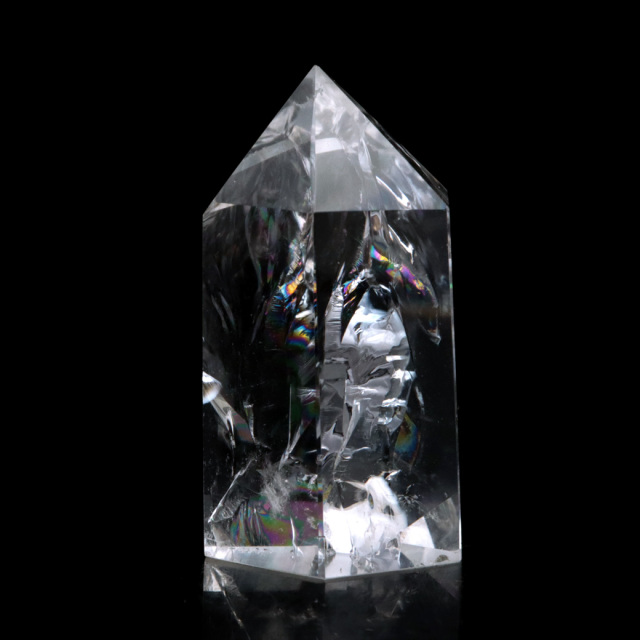 アイリスクォーツ 六角柱 Sサイズ ワイドタイプ 幅広 ポイント 虹入り 水晶 クリスタル レインボー 置き物 浄化