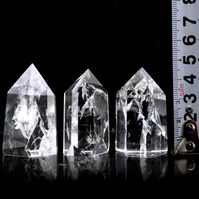 アイリスクォーツ 六角柱 Sサイズ ワイドタイプ 幅広 ポイント 虹入り 水晶 クリスタル レインボー 置き物 浄化