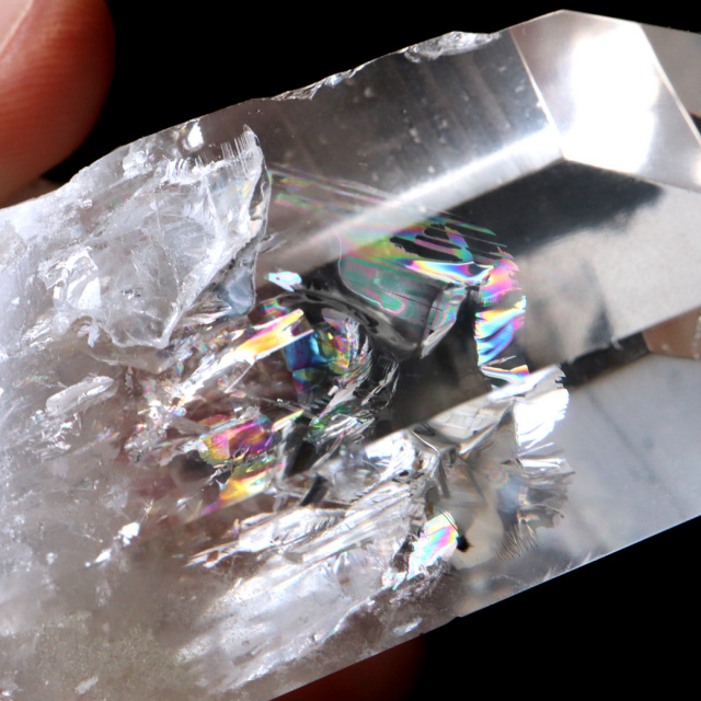 レムリアンシード 水晶 六角柱 ポイント 一部面残し 研磨磨き 1点もの 5A レインボー 天然石 ブラジル バイーア州産 証明書付き