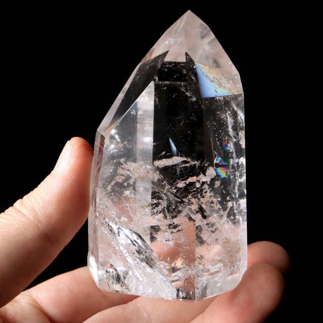 レムリアンシード 水晶 六角柱 ポイント 一部面残し 研磨磨き 1点もの 5A レインボー 天然石 ブラジル バイーア州産 証明書付き