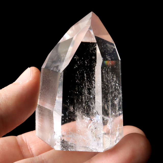 レムリアンシード 水晶 六角柱 ポイント 一部面残し 研磨磨き 1点もの 5A レインボー 天然石 ブラジル バイーア州産 証明書付き
