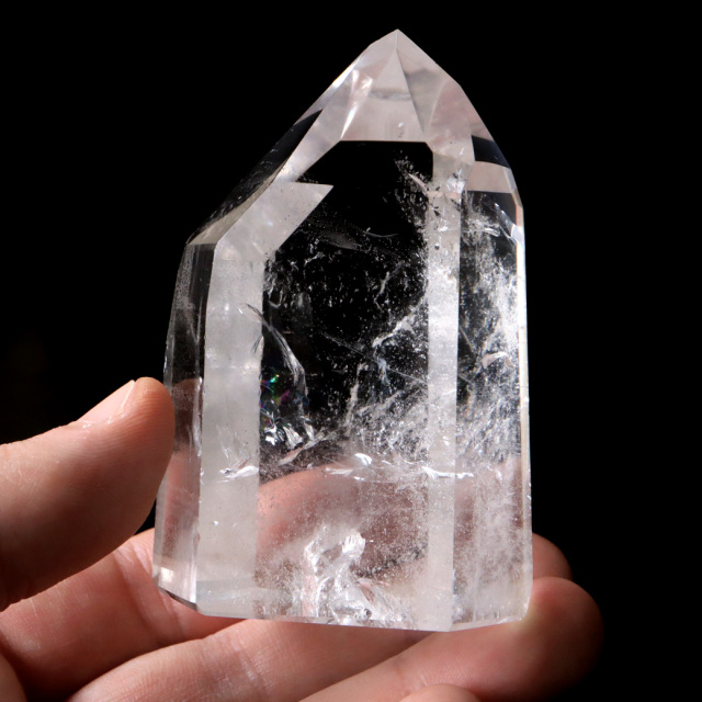 レムリアンシード 水晶 六角柱 ポイント 一部面残し 研磨磨き 1点もの 5A レインボー 天然石 ブラジル バイーア州産 証明書付き