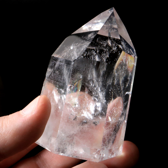 レムリアンシード 水晶 六角柱 ポイント 一部面残し 研磨磨き 1点もの 5A レインボー 天然石 ブラジル バイーア州産 証明書付き