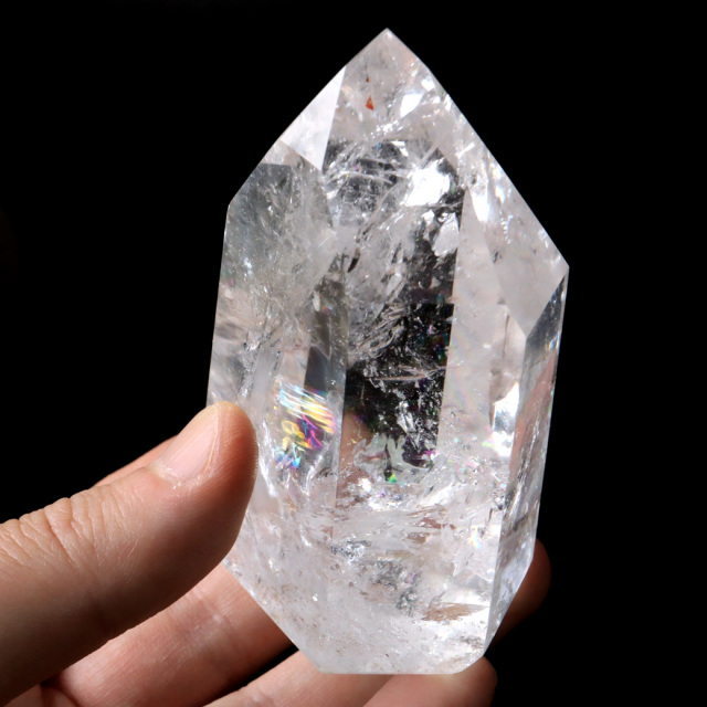 レムリアンシード 水晶 六角柱 ポイント 全面研磨 磨き 1点もの AAAAA 虹入り レインボー 天然石 ブラジル バイーア州産 証明書付き