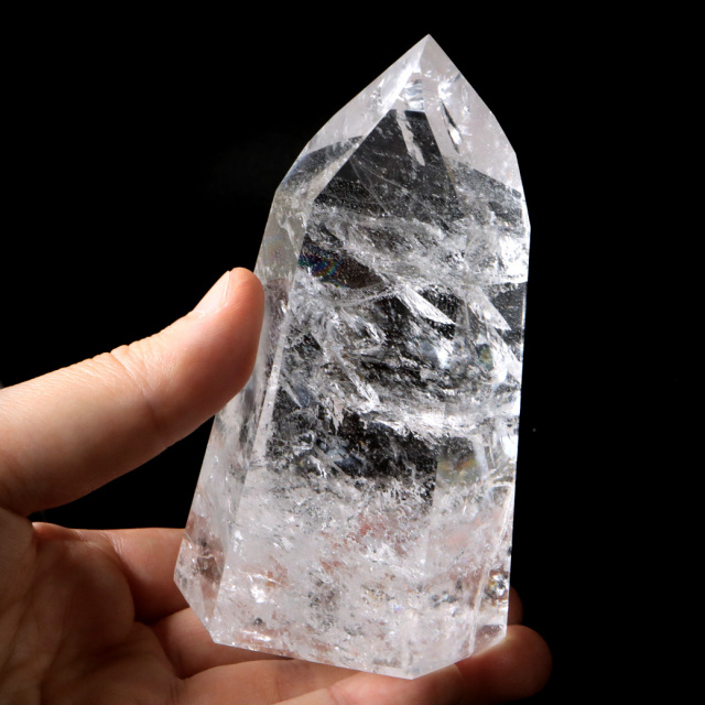 レムリアンシード 水晶 六角柱 ポイント 全面研磨 磨き 1点もの AAAAA 虹入り レインボー 天然石 ブラジル バイーア州産 証明書付き