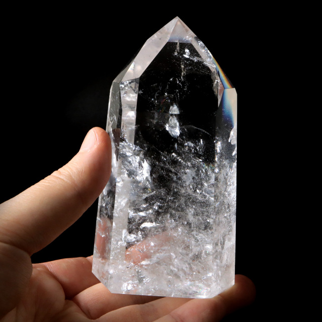 レムリアンシード 水晶 六角柱 ポイント 全面研磨 磨き 1点もの AAAAA 虹入り レインボー 天然石 ブラジル バイーア州産 証明書付き