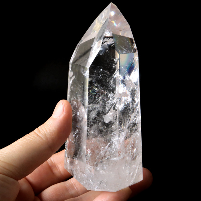 レムリアンシード 水晶 六角柱 ポイント 全面研磨 磨き 1点もの AAAAA 虹入り レインボー 天然石 ブラジル バイーア州産 証明書付き
