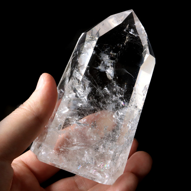 レムリアンシード 水晶 六角柱 ポイント 全面研磨 磨き 1点もの AAAAA 虹入り レインボー 天然石 ブラジル バイーア州産 証明書付き