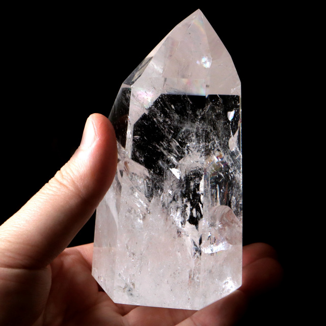 レムリアンシード 水晶 六角柱 ポイント 全面研磨 磨き 1点もの AAAAA 虹入り レインボー 天然石 ブラジル バイーア州産 証明書付き