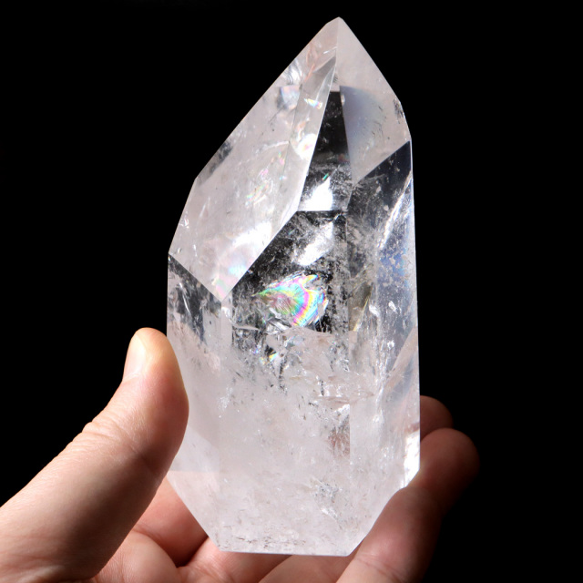 レムリアンシード 水晶 六角柱 ポイント 全面研磨 磨き 1点もの AAAAA 虹入り レインボー 天然石 ブラジル バイーア州産 証明書付き