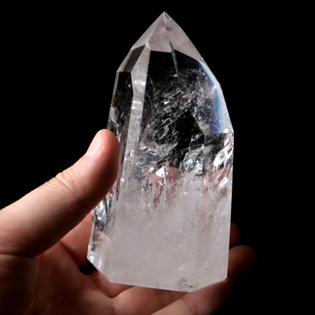 レムリアンシード 水晶 六角柱 ポイント 全面研磨 磨き 1点もの AAAAA 虹入り レインボー 天然石 ブラジル バイーア州産 証明書付き