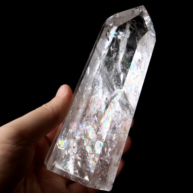 レムリアンシード 水晶 六角柱 ポイント 全面研磨 磨き 1点もの AAAAA 虹入り レインボー 天然石 ブラジル バイーア州産 証明書付き
