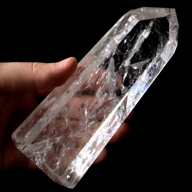 レムリアンシード 水晶 六角柱 ポイント 全面研磨 磨き 1点もの AAAAA 虹入り レインボー 天然石 ブラジル バイーア州産 証明書付き