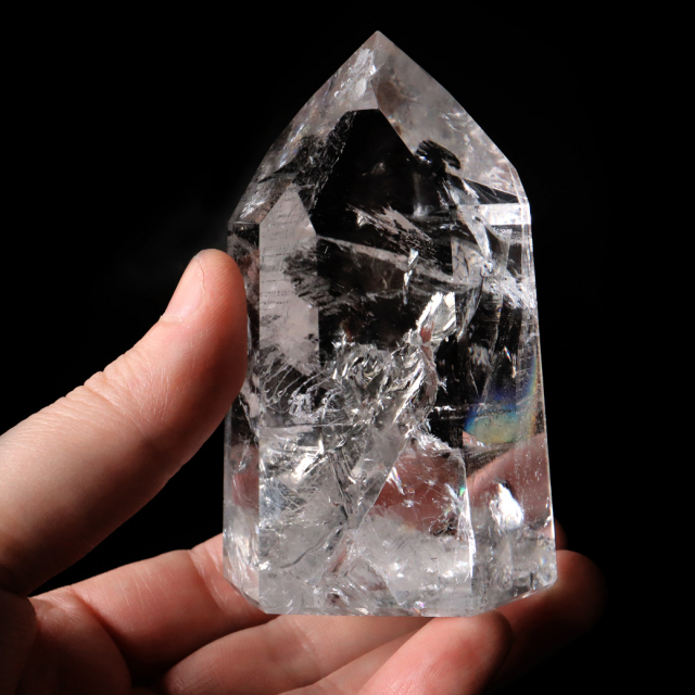 レムリアンシード 水晶 六角柱 ポイント 全面研磨 磨き 456g 1点もの AAAAA 虹入り  ブラジル バイーア州産 証明書付き