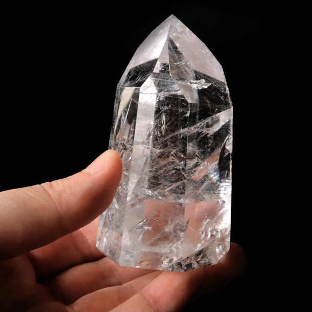 レムリアンシード 水晶 六角柱 ポイント 全面研磨 磨き 456g 1点もの AAAAA 虹入り  ブラジル バイーア州産 証明書付き