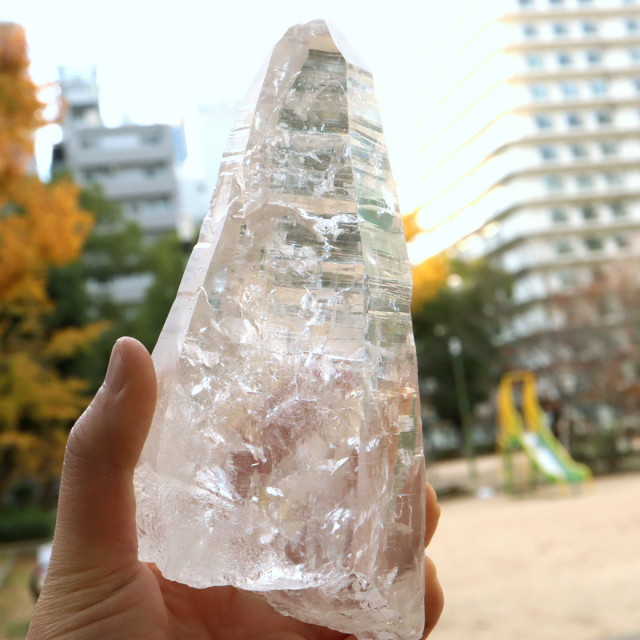 レムリアンシード 水晶 ポイント 原石 ブラジル バイーア州 セントセ産 クリスタル 浄化 単晶 高さ17.5cm 1点もの AAAAA+ 虹入り