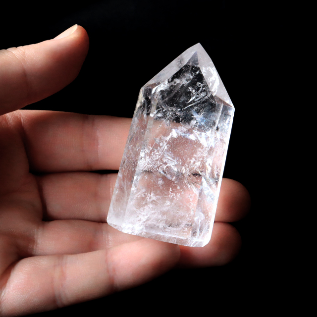レムリアンシード 水晶 六角柱 ポイント 全面研磨 磨き 1点もの 虹入り レインボー 天然石 ブラジル バイーア州産 証明書付き