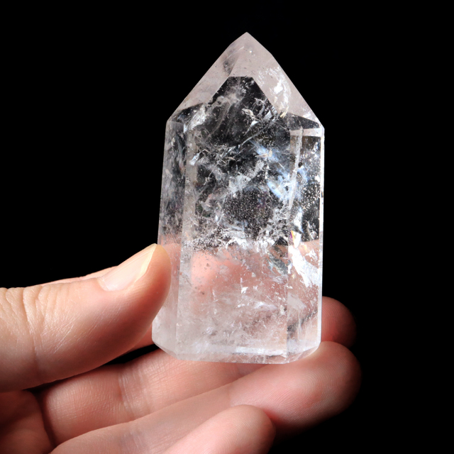 レムリアンシード 水晶 六角柱 ポイント 全面研磨 磨き 1点もの 虹入り レインボー 天然石 ブラジル バイーア州産 証明書付き