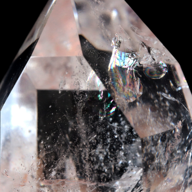 レムリアンシード 水晶 六角柱 ポイント 全面研磨 磨き 1点もの 虹入り レインボー 天然石 ブラジル バイーア州産 証明書付き