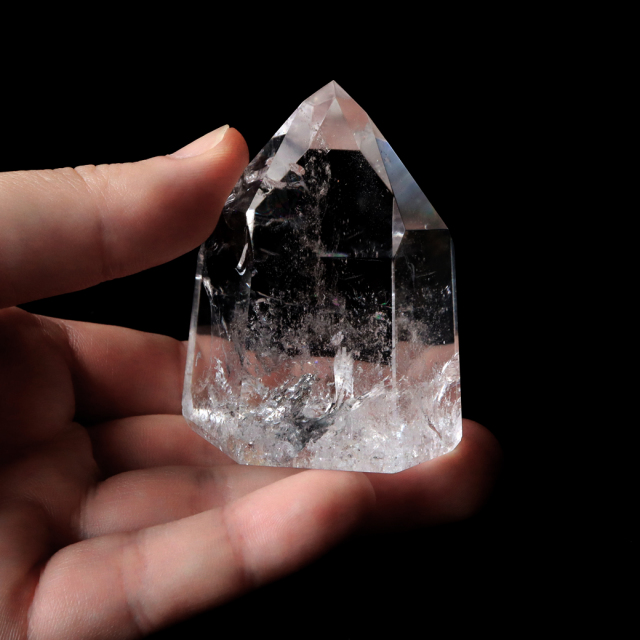 レムリアンシード 水晶 六角柱 ポイント 全面研磨 磨き 1点もの 虹入り レインボー 天然石 ブラジル バイーア州産 証明書付き
