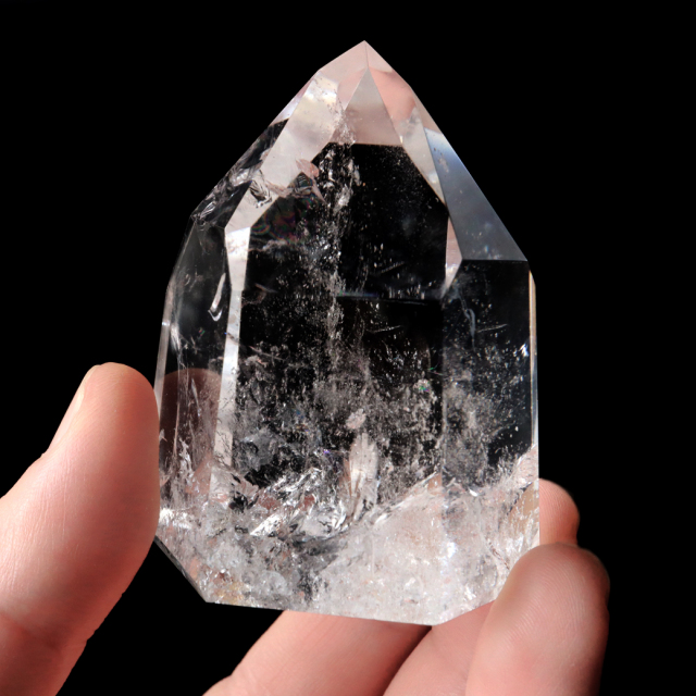 レムリアンシード 水晶 六角柱 ポイント 全面研磨 磨き 1点もの 虹入り レインボー 天然石 ブラジル バイーア州産 証明書付き