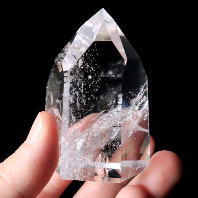 レムリアンシード 水晶 六角柱 ポイント 全面研磨 磨き 1点もの 虹入り レインボー 天然石 ブラジル バイーア州産 証明書付き