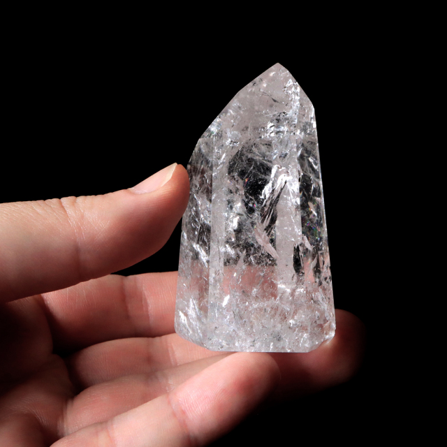 レムリアンシード 水晶 六角柱 ポイント 全面研磨 磨き 1点もの 虹入り レインボー 天然石 ブラジル バイーア州産 証明書付き