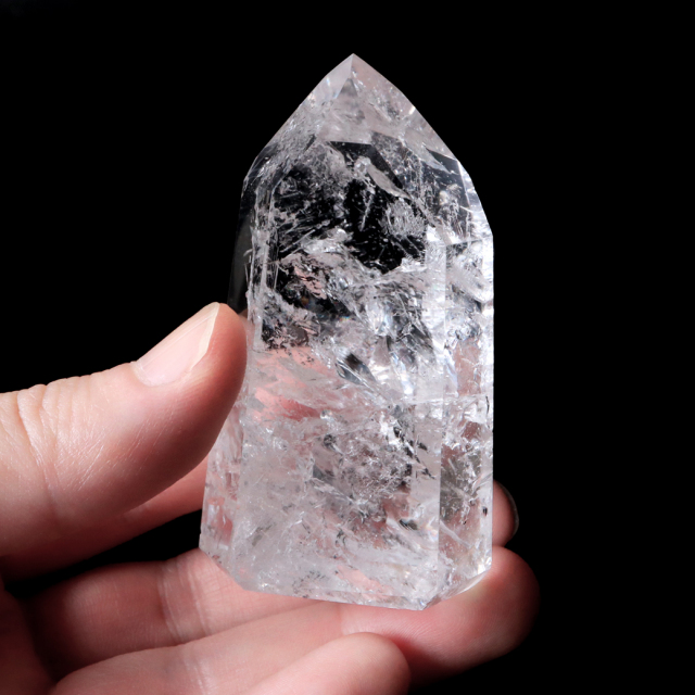 レムリアンシード 水晶 六角柱 ポイント 全面研磨 磨き 1点もの 虹入り レインボー 天然石 ブラジル バイーア州産 証明書付き