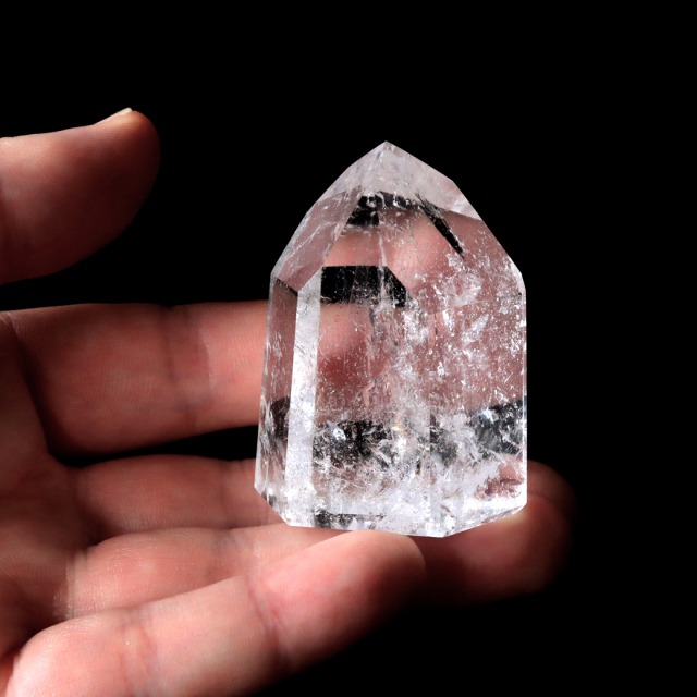 レムリアンシード 水晶 六角柱 ポイント 全面研磨 磨き 1点もの 虹入り レインボー 天然石 ブラジル バイーア州産 証明書付き