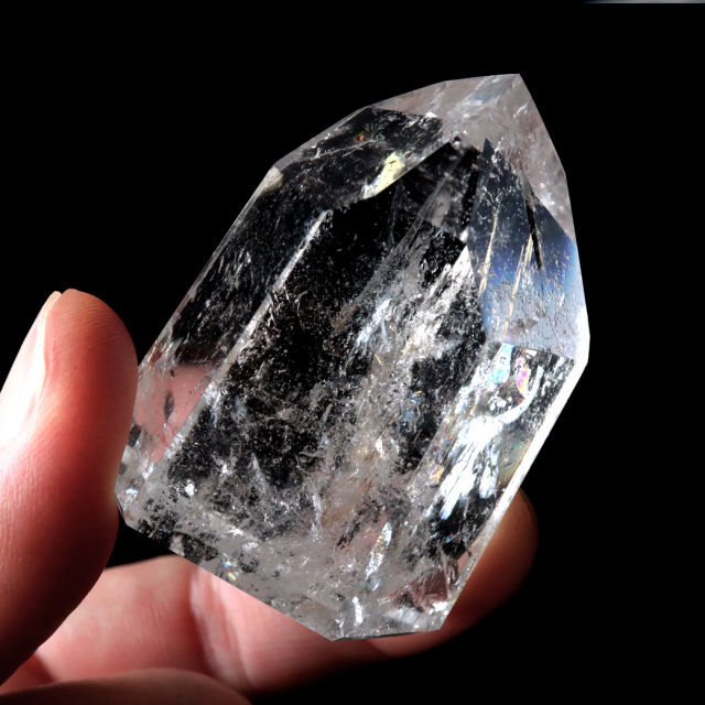 レムリアンシード 水晶 六角柱 ポイント 全面研磨 磨き 1点もの 虹入り レインボー 天然石 ブラジル バイーア州産 証明書付き
