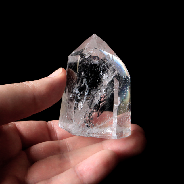 レムリアンシード 水晶 六角柱 ポイント 全面研磨 磨き 1点もの 虹入り レインボー 天然石 ブラジル バイーア州産 証明書付き