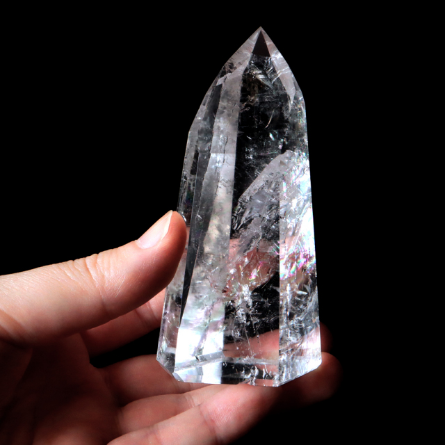 レムリアンシード 水晶 六角柱 ポイント 全面研磨 磨き 1点もの 虹入り レインボー 天然石 ブラジル バイーア州産 証明書付き