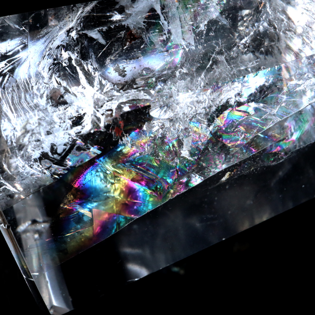 レムリアンシード 水晶 六角柱 ポイント 全面研磨 磨き 1点もの 虹入り レインボー 天然石 ブラジル バイーア州産 証明書付き