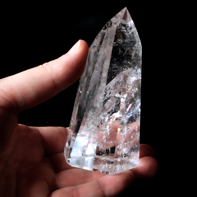 レムリアンシード 水晶 六角柱 ポイント 全面研磨 磨き 1点もの 虹入り レインボー 天然石 ブラジル バイーア州産 証明書付き