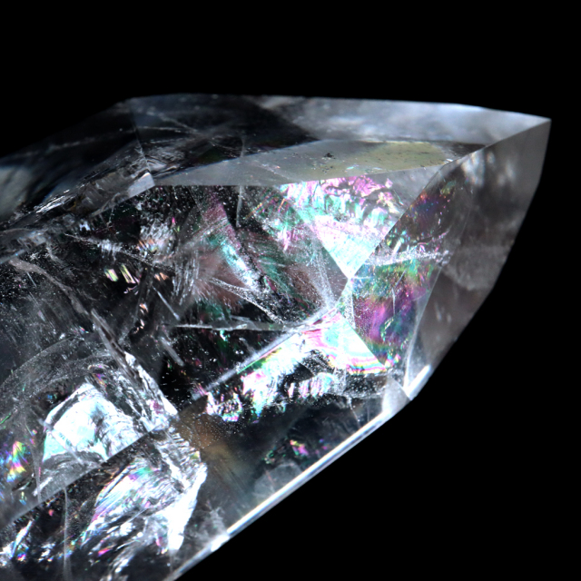 レムリアンシード 水晶 六角柱 ポイント 全面研磨 磨き 1点もの 虹入り レインボー 天然石 ブラジル バイーア州産 証明書付き